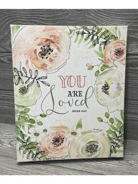 You Are Loved Isaiah 41:10 Floral Canvas Peach Flowers 12” X 10” Wall Decor